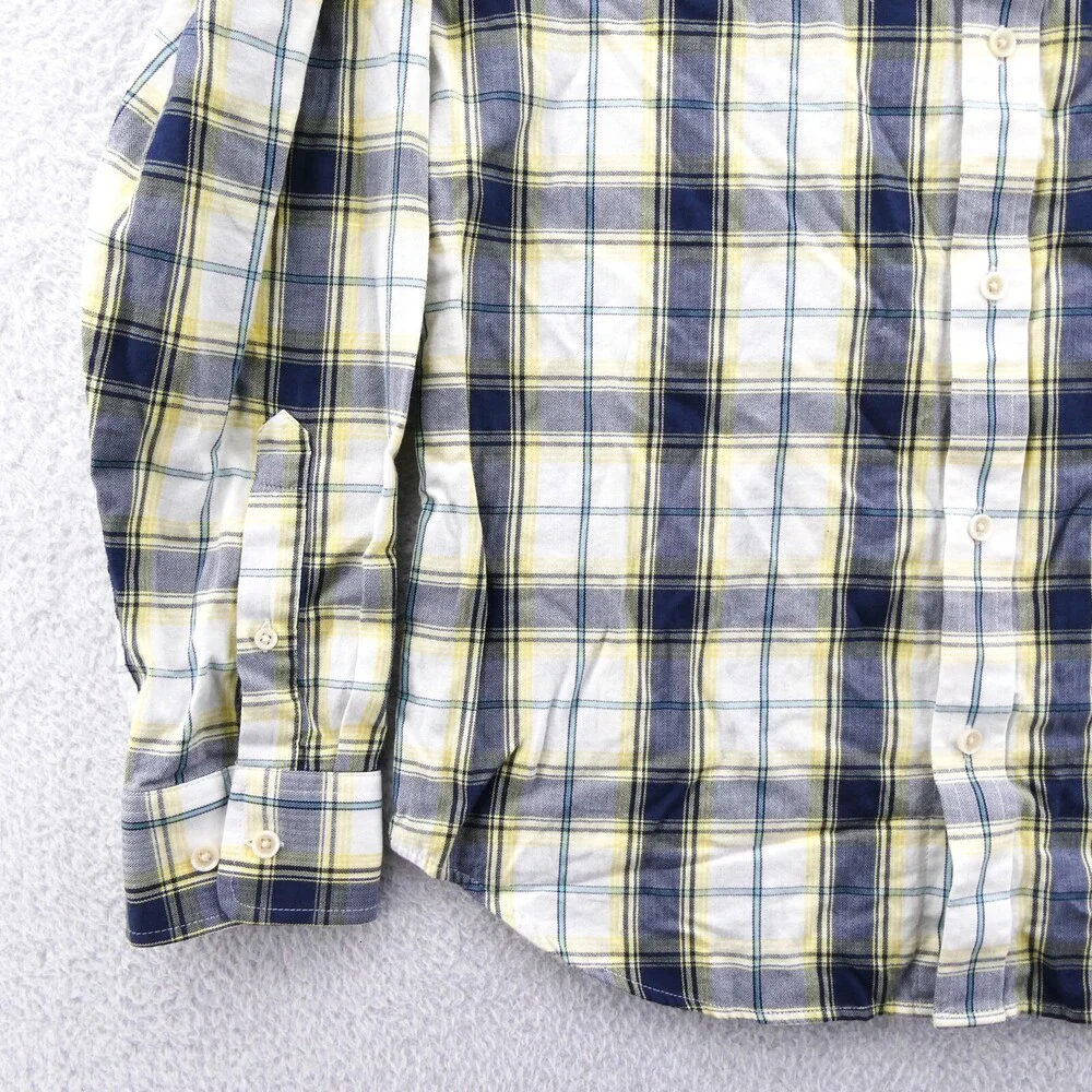 Banana Republic Button Up Shirt Mens Medium Slim Yellow Plaid Cotton Button Down